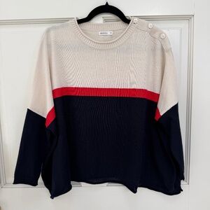 MERSEA  Sweater, Blue, Red, Cream, OS